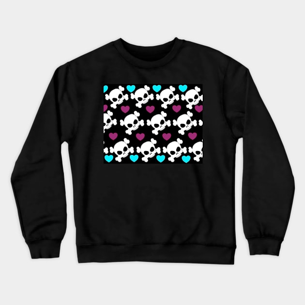 Groovy Skulls Pattern Crewneck Sweatshirt by Robyn Warne Designs